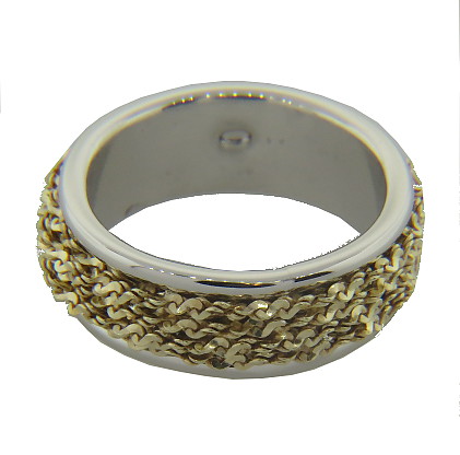 anillo centro cadena enroscado enchapado amarillo borde blanco fino